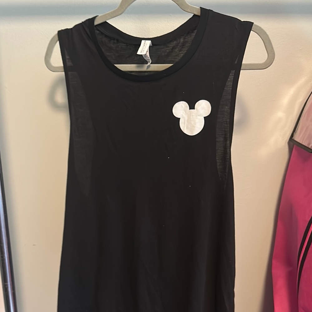 Black Muscle Tee with White Mickey Logo